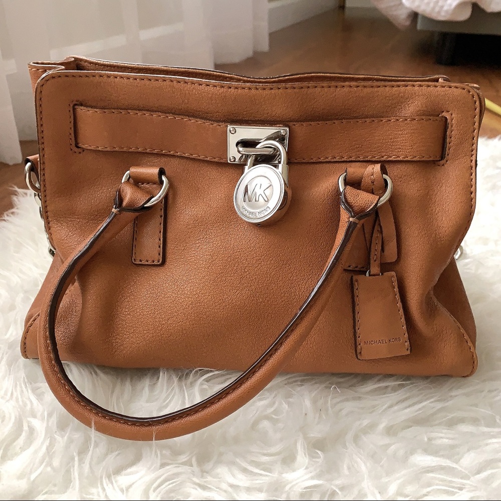 Michael Kors Hamilton Cognac Lock Handbag